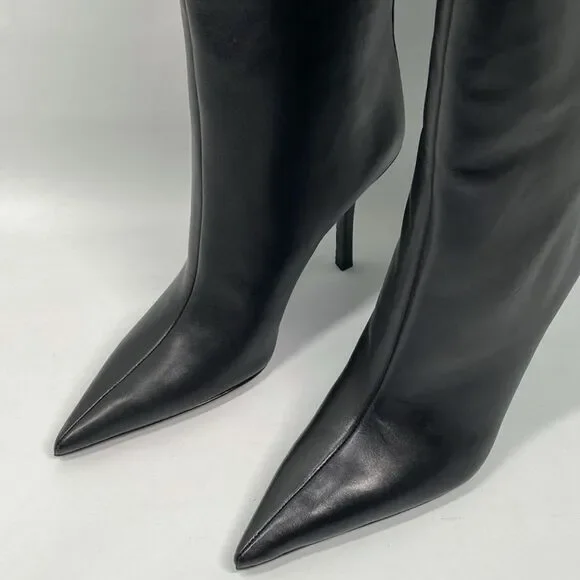 Alexander Wang Delphine brand-embossed leather heeled knee-high boots size 36.5 - Picture 5 of 15